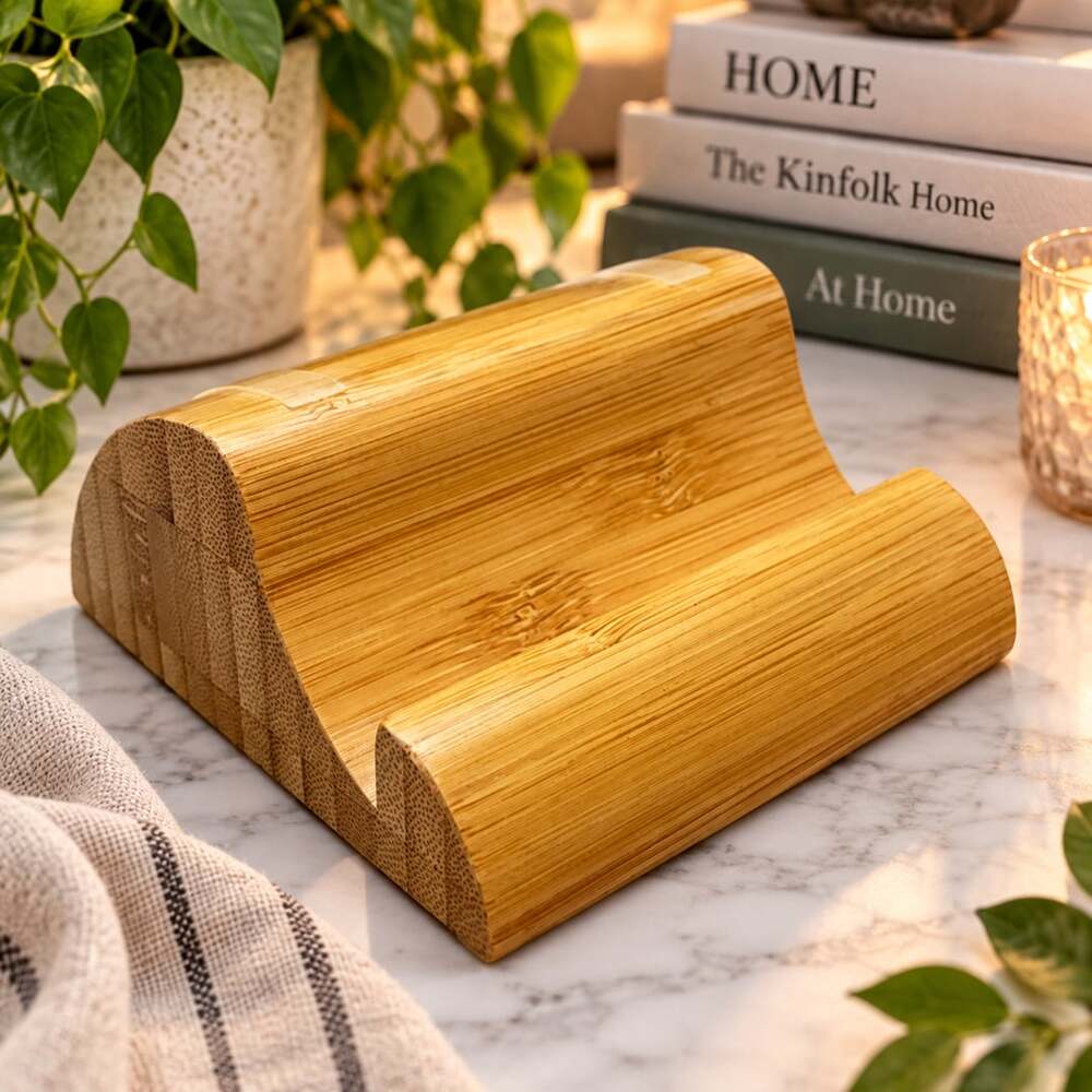 Levenger Bamboo Tablet and Cell Phone Desktop Stand Wood Desk Accessory READ